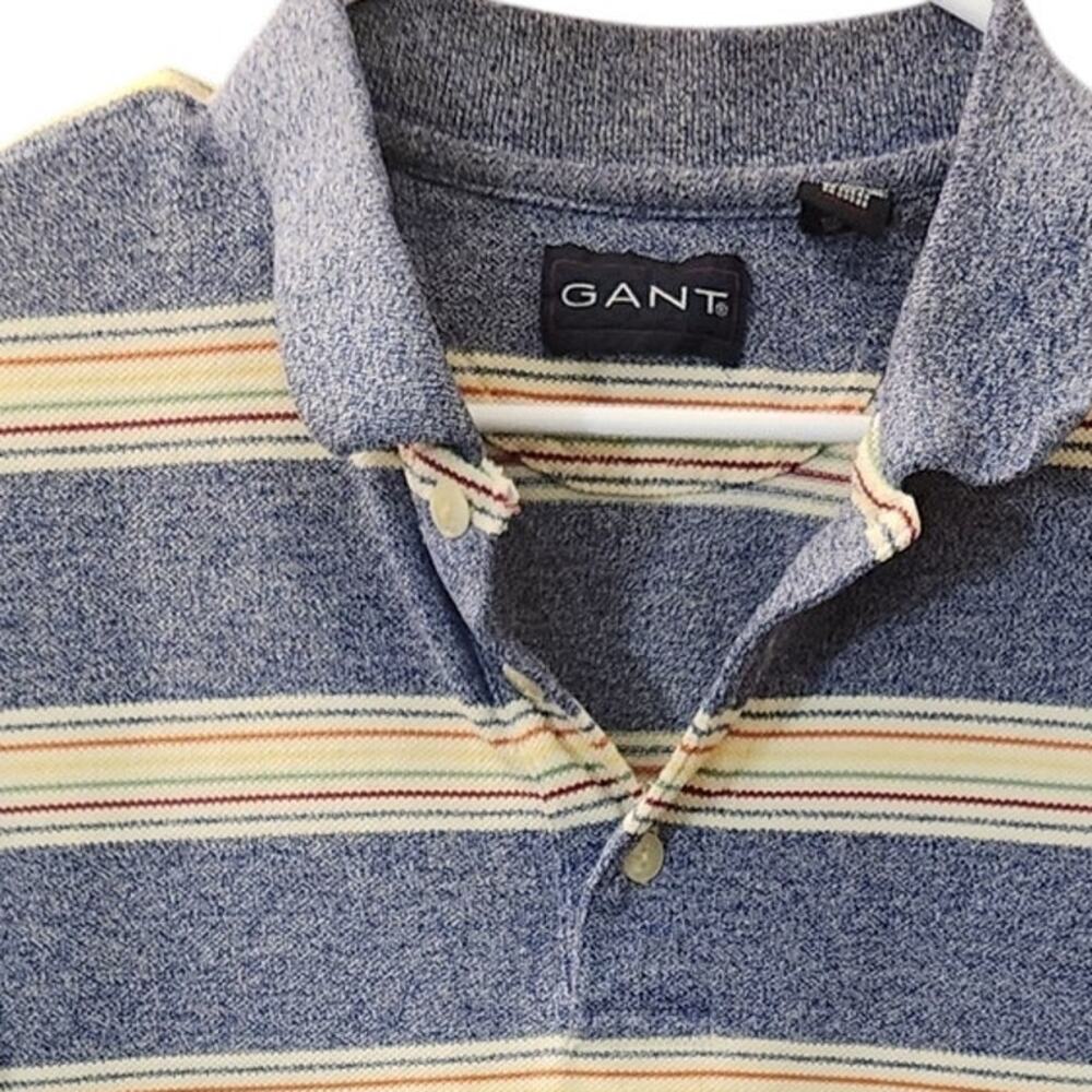 Vintage Gant Multi Color Striped Knit Polo Shirt Men’s XL